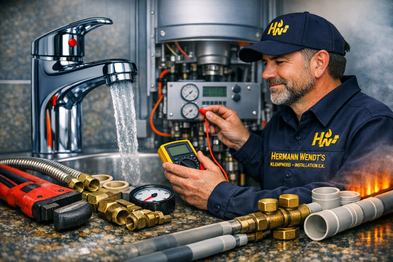 Bildkomposition zum Thema Heizung & Sanitär Kundendienst